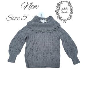 Petite Amalie New sz 5 Blue Grey Crochet Sweater